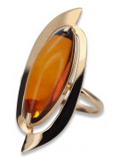 Russian rose Soviet pink USSR red 585 583 gold amber ring vrab008