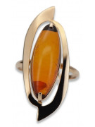 Russian rose Soviet pink USSR red 585 583 gold amber ring vrab008