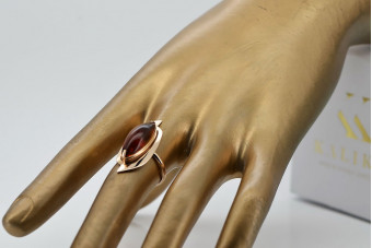 Rose russe soviétique rose URSS rouge 585 583 or bague ambre vrab008