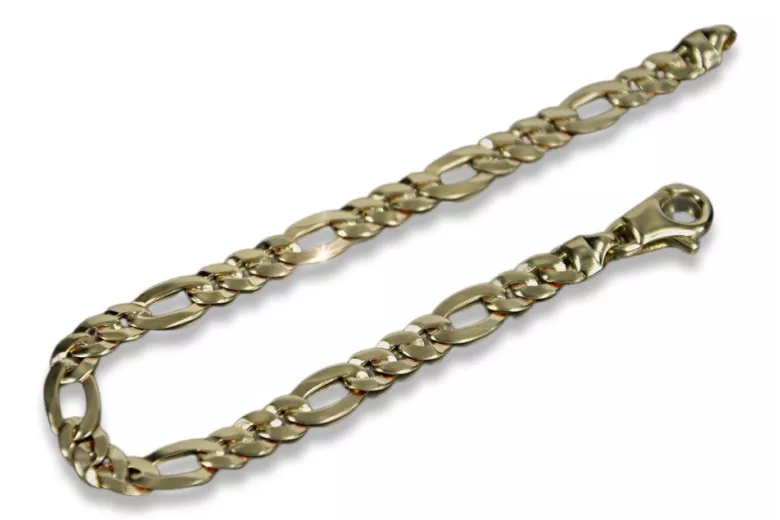 Amarillo italiano 14k 585 oro Pulsera moderna Figaro cb042y