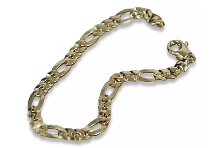 Amarillo italiano 14k 585 oro Pulsera moderna Figaro cb042y