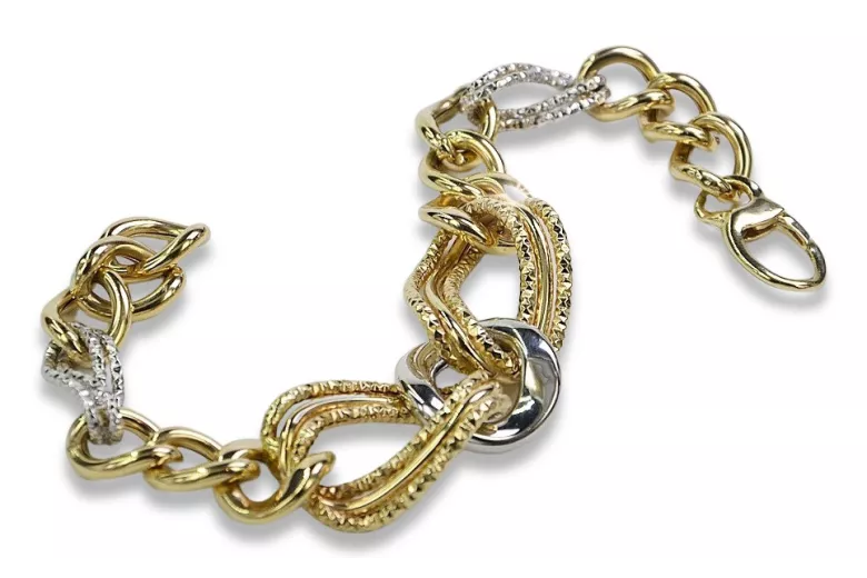 Bracelet coeur italien en or 14 carats jaune & blanc cb068