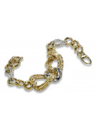 Pulsera de corazón de oro italiano amarillo y blanco de 14k cb068