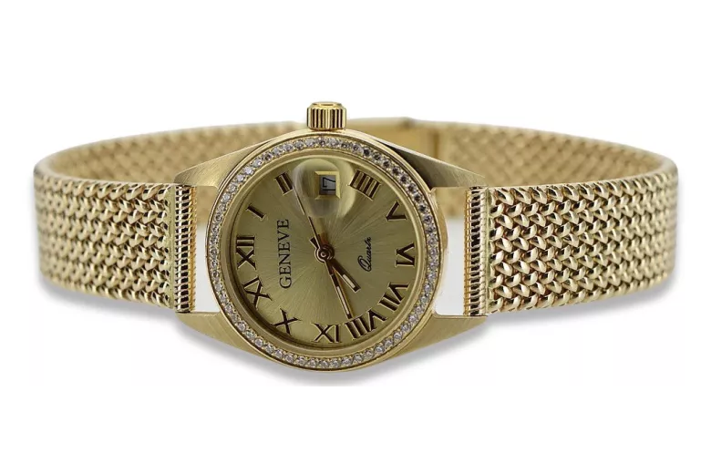 Reloj de oro para hombre Geneve ★ zlotychlopak.pl ★ Pureza del oro 585 333 ¡Precio bajo!