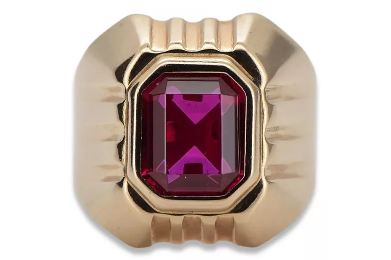 Vintage rose pink pink 14k gold 585 Men's Ruby signet ring Vintage vsc002r