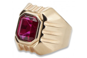 Vintage rose pink pink 14k gold 585 Men's Ruby signet ring Vintage vsc002r