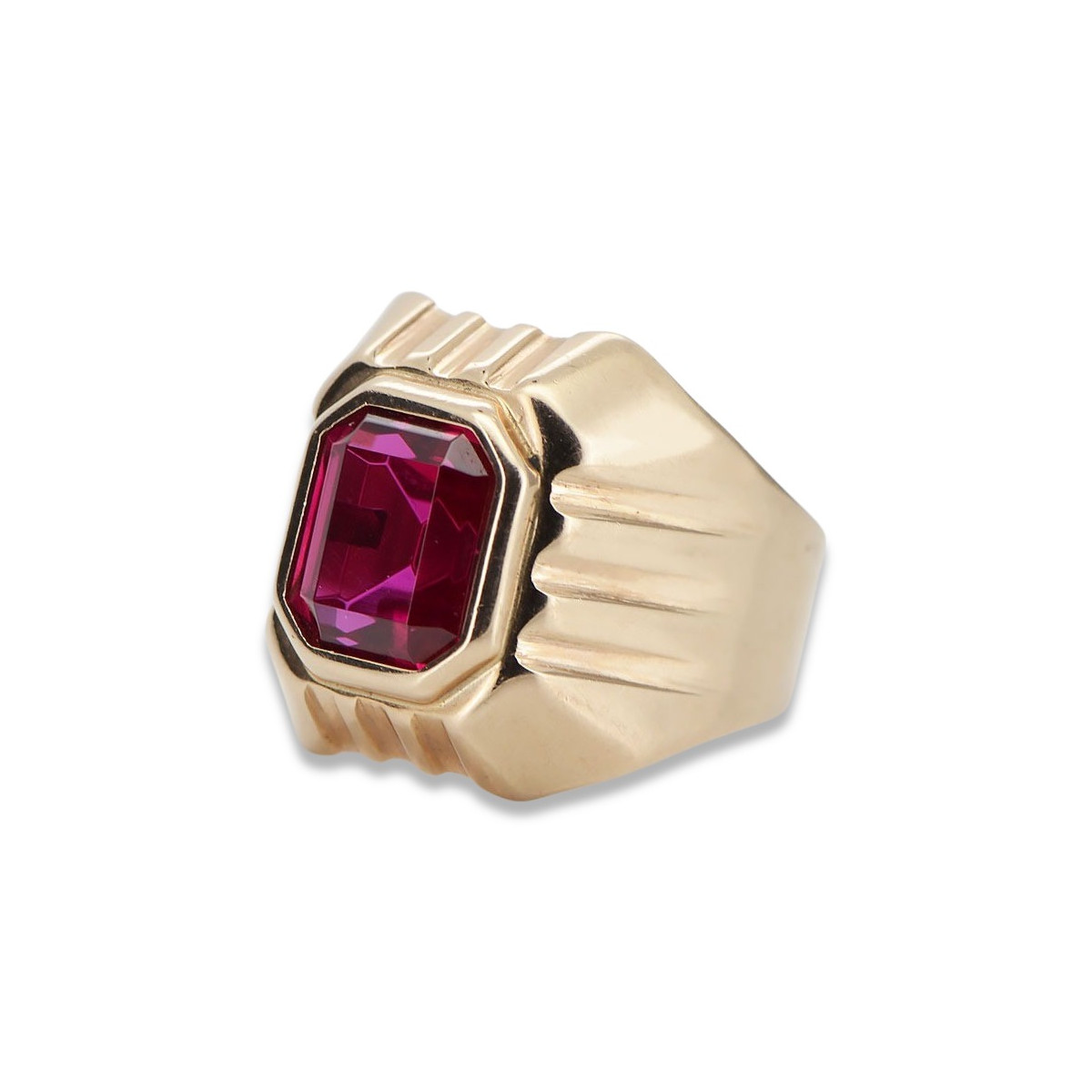 Vintage rose pink pink 14k gold 585 Men's Ruby signet ring Vintage vsc002r