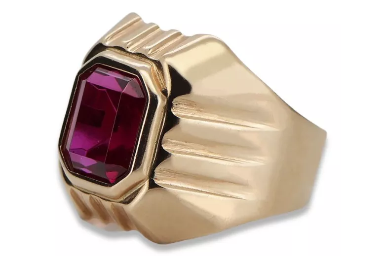 Vintage rose pink pink 14k gold 585 Men's Ruby signet ring Vintage vsc002r