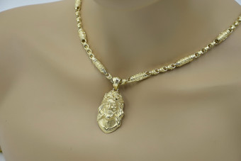 Gold (Silber) Anhänger Jesus & Kette (verschiedene Gewichte)