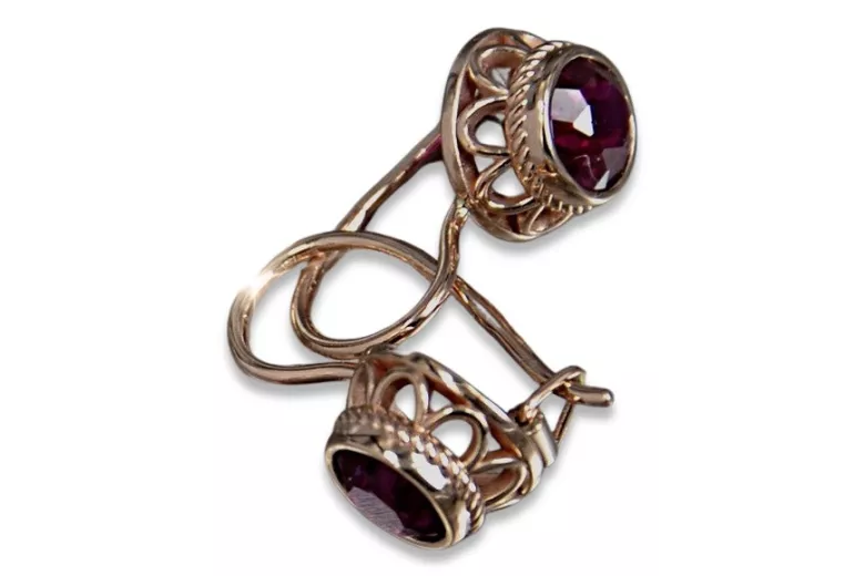 Russe soviétique argent rose or plaqué 925 Alexandrite Rubis Émeraude Saphir Aigue-marine Zircon ... Boucles d’oreilles VEC117RP