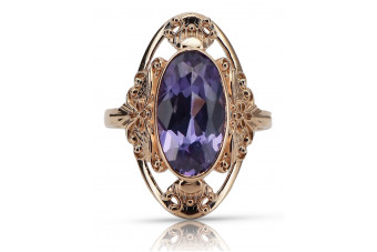 Russian Soviet rose 14k 585 gold Alexandrite Ruby Emerald Sapphire Zircon ring  vrc084