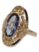 Russische sowjetische Rose 14 Karat 585 Gold Alexandrit Rubin Smaragd Saphir Zirkon Ring vrc084