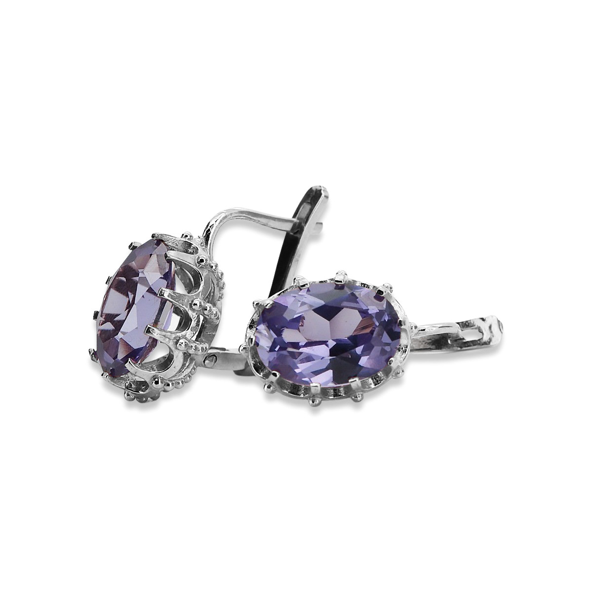 Russe soviétique 925 argent sterling Alexandrite Rubis Émeraude Saphir Aigue-marine Zircon ... Boucles d’oreilles VEC079S