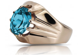 Klassischer Vintage Aquamarin Ring in 14 Karat Roségold vrc016