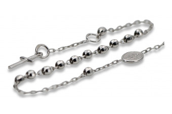 Italienisches weißes Rosenkranz-Armband „Dol Gab“ aus 14 Karat Gold rbc001w