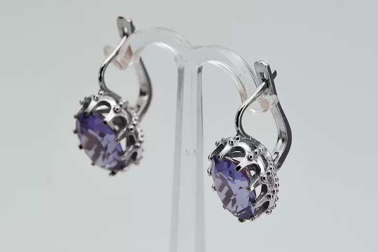 Russe soviétique 925 argent sterling Alexandrite Rubis Émeraude Saphir Aigue-marine Zircon ... Boucles d’oreilles VEC079S