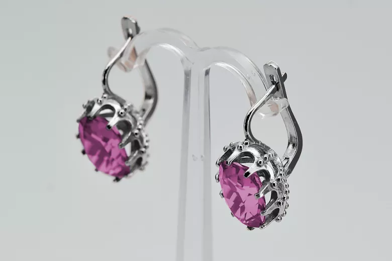 Vintage 925 Silver amethystem earrings vec079s Vintage