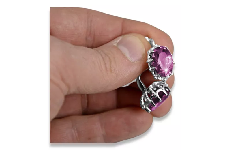 Russe soviétique 925 argent sterling Alexandrite Rubis Émeraude Saphir Aigue-marine Zircon ... Boucles d’oreilles VEC079S