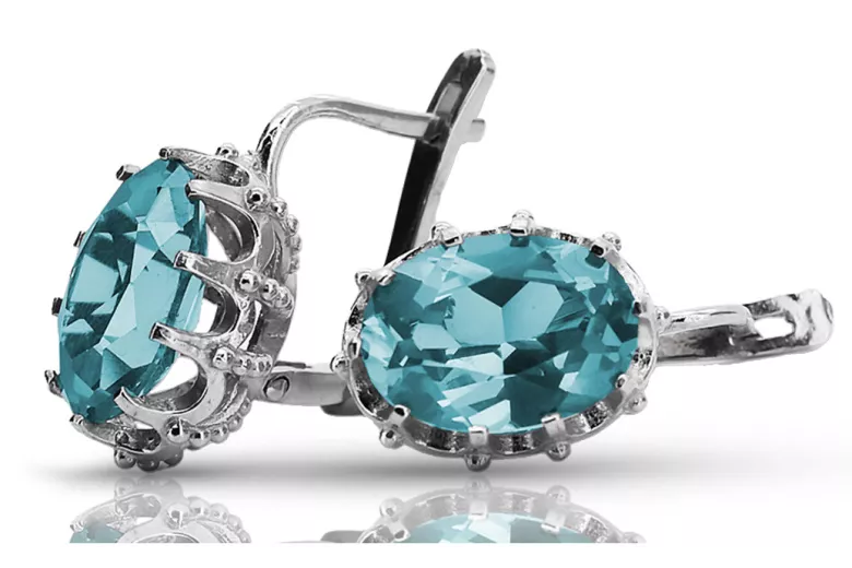 Russe soviétique 925 argent sterling Alexandrite Rubis Émeraude Saphir Aigue-marine Zircon ... Boucles d’oreilles VEC079S