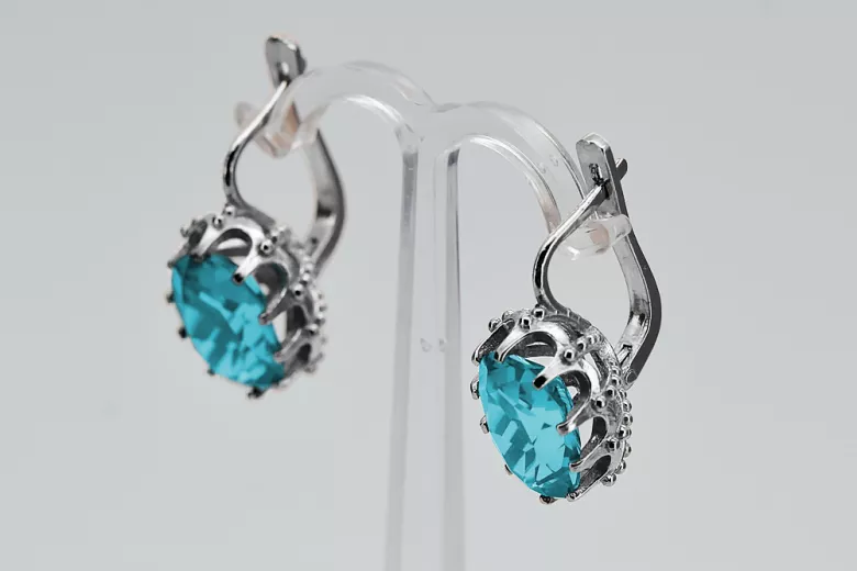 Russe soviétique 925 argent sterling Alexandrite Rubis Émeraude Saphir Aigue-marine Zircon ... Boucles d’oreilles VEC079S