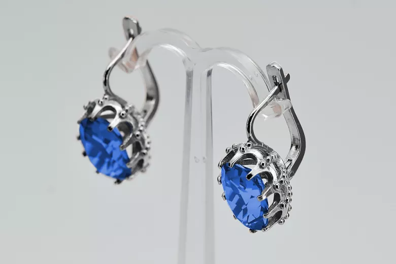 Vintage 925 Silver sapphire earrings vec079s Vintage