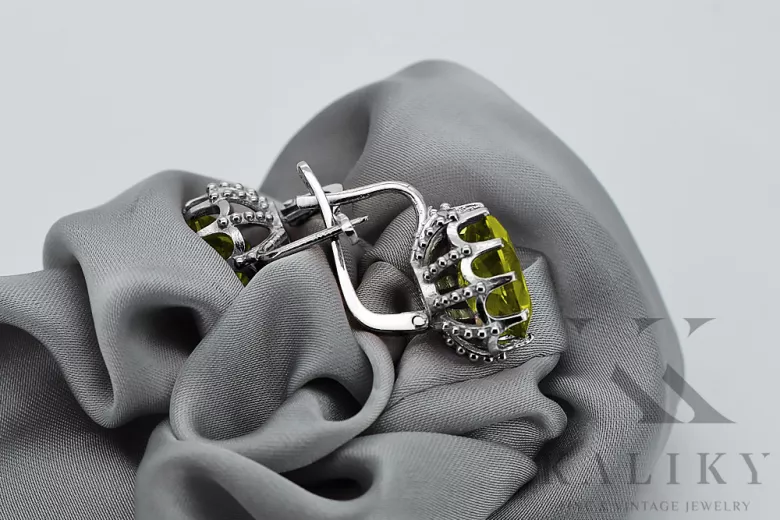 Vintage 925 Silver peridot earrings vec079s Vintage