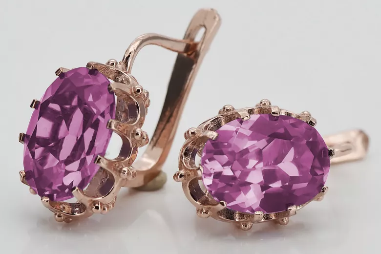 Vintage silver rose gold plated 925 amethyst earrings vec079rp Vintage