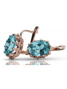 Vintage silver rose gold plated 925 Aquamarine earrings vec079rp Vintage