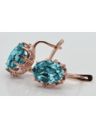 Vintage silver rose gold plated 925 Aquamarine earrings vec079rp Vintage