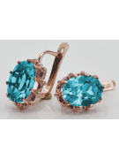 Vintage silver rose gold plated 925 Aquamarine earrings vec079rp Vintage