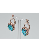 Vintage silver rose gold plated 925 Aquamarine earrings vec079rp Vintage