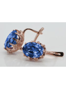 Vintage silver rose gold plated 925 Sapphire earrings vec079rp Vintage