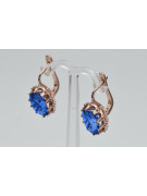 Vintage silver rose gold plated 925 Sapphire earrings vec079rp Vintage