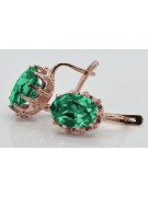 Vintage silver rose gold plated 925 emerald earrings vec079rp Vintage