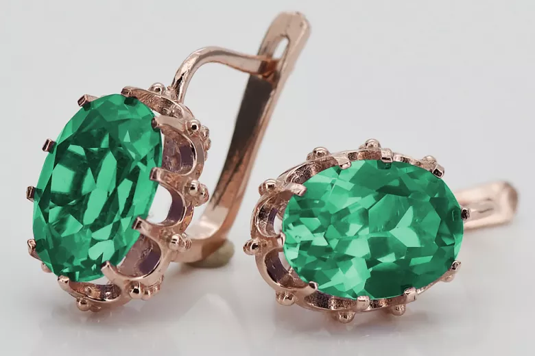 Vintage silver rose gold plated 925 emerald earrings vec079rp Vintage