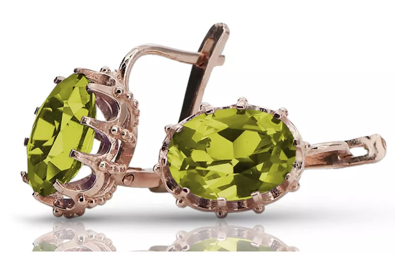 Vintage silver rose gold plated 925 peridot earrings vec079rp Vintage