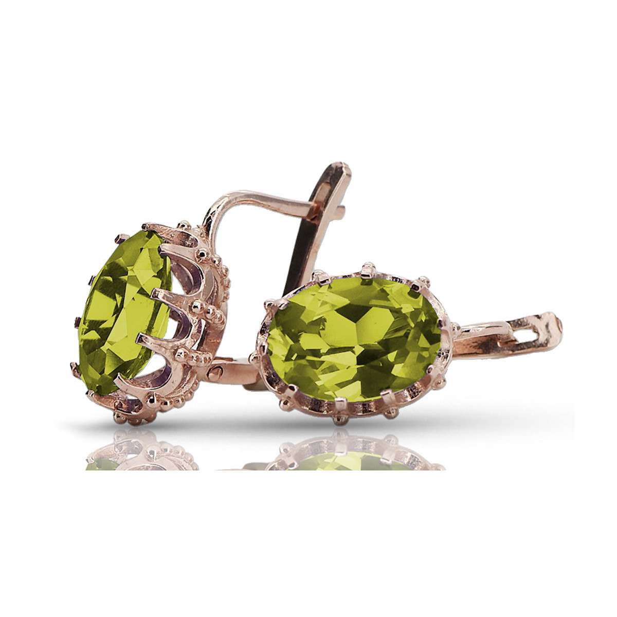 Vintage silver rose gold plated 925 peridot earrings vec079rp Vintage