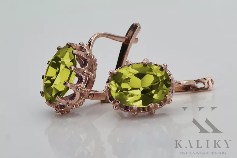 Vintage silver rose gold plated 925 peridot earrings vec079rp Vintage