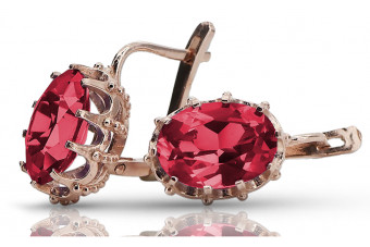 Élégantes Boucles d'oreilles en Or rose 14 carats avec Rubis vintage d'origin vec079 Vintage