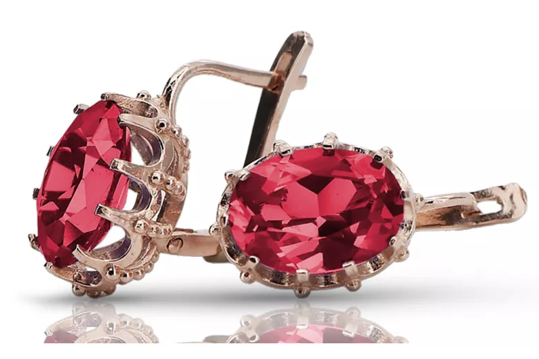 Élégantes Boucles d'oreilles en Or rose 14 carats avec Rubis vintage d'origin vec079 Vintage