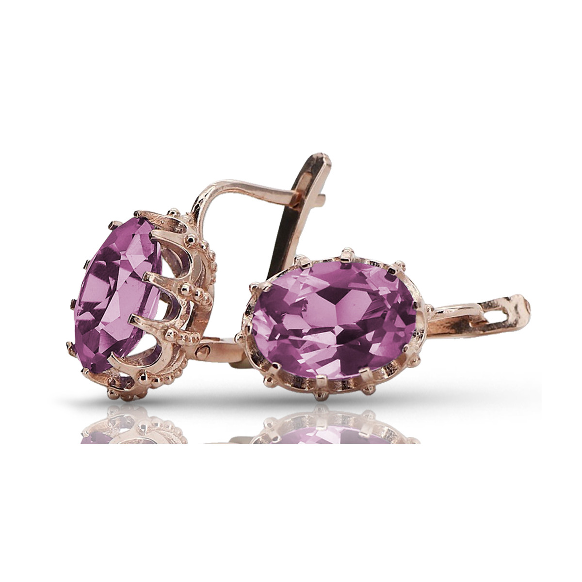 "Elegante Amethyst Vintage-Roségold 14k Ohrhänger vec079" Vintage