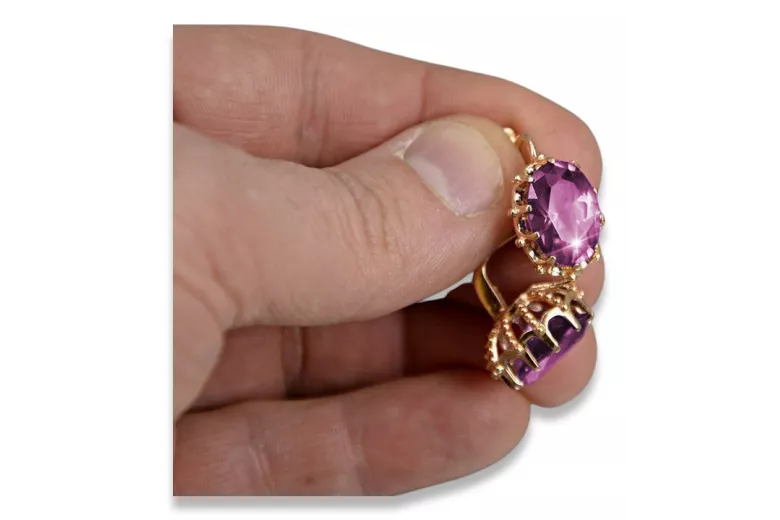 "Elegante Amethyst Vintage-Roségold 14k Ohrhänger vec079" Vintage