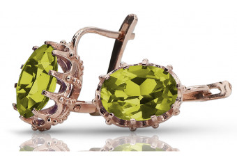 Charmante Originales Vintage-Roségold 14k Peridot Ohrringe vec079 Vintage