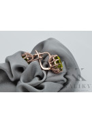 "14K 585 Rose Gold Vintage Earrings Adorned with Yellow Peridot vec079" Vintage