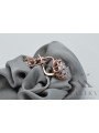 Boucles d'oreilles en or rose 14 carats et zircon, design vintage authentique vec079. Vintage