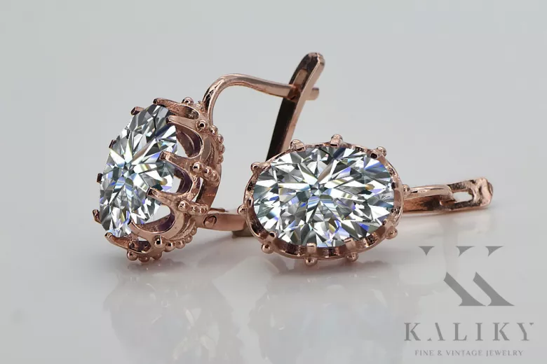 Elegant Vintage 14K Rose Gold Zircon Earrings vec079