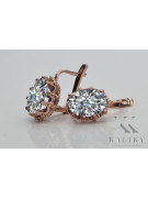 Boucles d'oreilles en or rose 14 carats et zircon, design vintage authentique vec079. Vintage