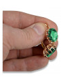 "Vintage Emerald-Adorned 14K 585 Rose Pink Gold Earrings vec079" Vintage