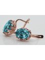 Pièce Vintage d'origin: Boucles d'oreilles en Aigue-marine et Or rose 14 carats vec079. Vintage