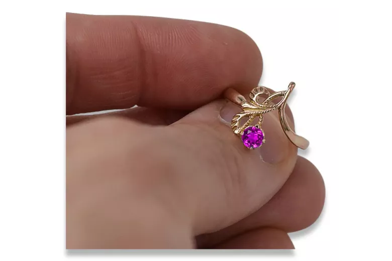 Russische sowjetische Rose 14 Karat 585 Gold Alexandrit Rubin Smaragd Saphir Zirkon Ring vrc059